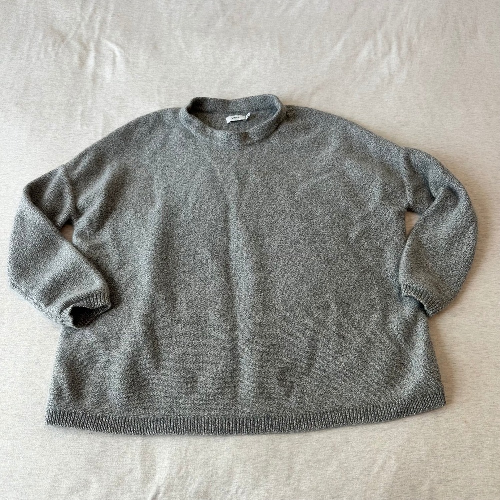 Vince‎ Womens Grey Marled Knit Oversized Mock Neck Sweater XS Relaxed Fit